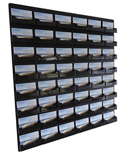 Source One 48 Pocket Wall Mount Business Card Holder Rack, Black Acrylic (BC-WM-48P-BLACK)