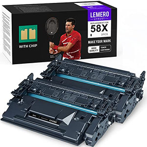 LEMEROUTRUST (with Chip) Remanufactured Toner Cartridge Replacement for HP 58X 58A CF258X CF258A use with HP Laserjet Pro M304 M404n M404dn Laserjet Pro MFP M428dw M428fdw Printer (Black, 2-Pack)