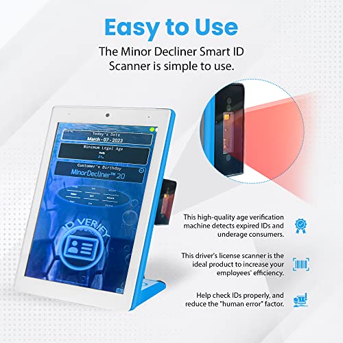 MinorDecliner Smart ID Scanner - Detects Expired IDs and Underage Consumers - Reads 2D Barcodes in All 50 States