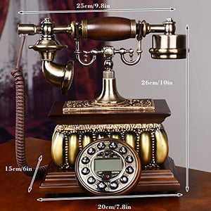 GagalU Vintage EU Style Wood Telephone with Backlight, Wired FSK/DTMF Landline Telephone for Home and Decor