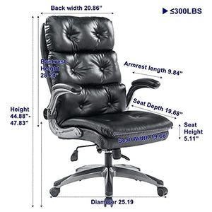 MUMUJJ Office Chair, PU Leather Executive Desk Chair with Adjustable Tilt Angle, Thick Padding, and Lumbar Support