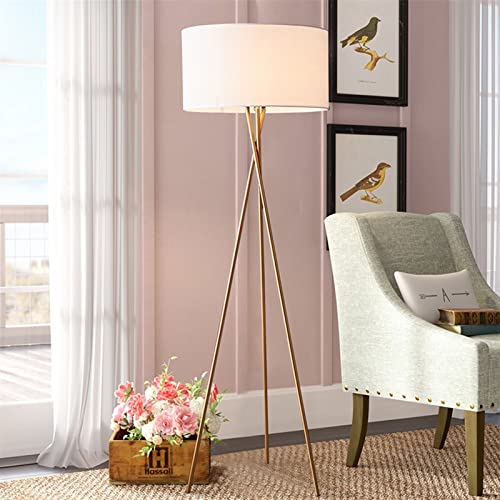 TRESORS Modern Tripod Metal Floor Lamp - White With Remote Control