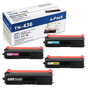 TN436BK TN436C TN436M TN436Y 4PK(1BK+1C+1M+1Y) Compatible TN436 Extra High Yield Toner Cartridge Replacement for Brother MFC-L9570CDWT DCP-L8410CDW HL-L9310CDW L9310CDWT Printer Toner Cartridge