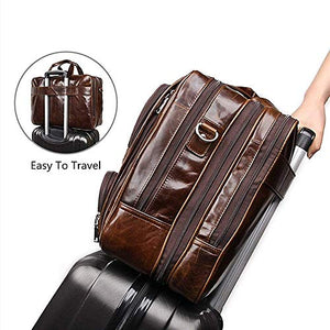 Xinmier Laptop Messenger Bag European and American Retro Business Briefcase Large Men's Leather Handbag 17 Inch Computer Briefcase for Business (Color : Brown, Size : 44.5x16x31cm)
