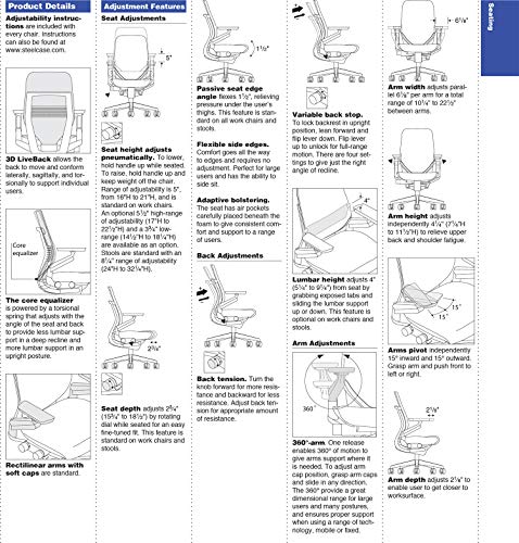 Steelcase Gesture Task Chair with Headrest - Licorice Fabric, Platinum Frame