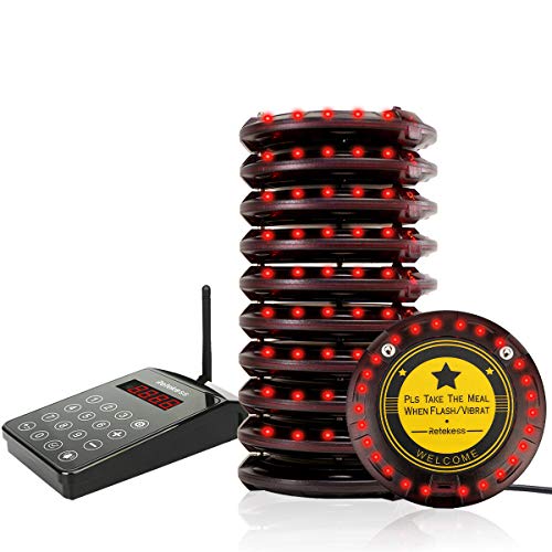 Retekess TD103 Restaurant Pager Coaster System 1000M Long Range Out of Range Alarm 10 Pagers for Warehouse Hotel Community