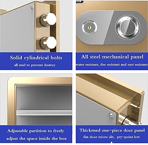 DJDLLZY Safe Box Fireproof Waterproof Combination Lock,The High Security Steel Lock Safe Mechanical Lock All Steel Safe Large Capacity 45cm Anti-Theft (Color : Brown)