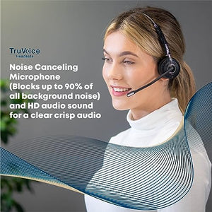 TruVoice Agent AW50 Dect 2-in-1 Wireless Headset | 9 Hour Talk Time, Noise Canceling Mic | Ultra Range up to 500FT