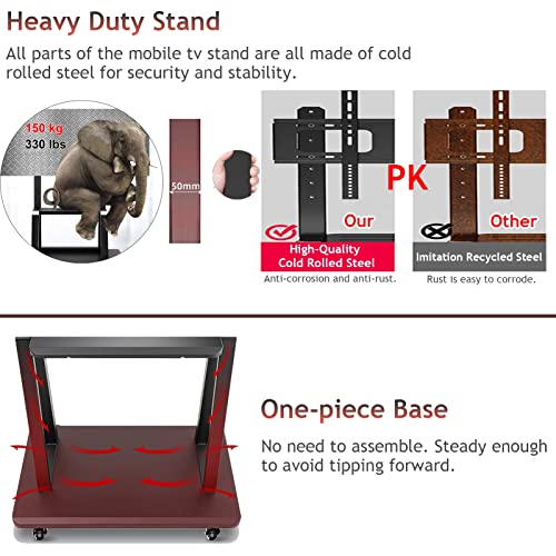 Generic Heavy Duty TV Cart with AV Shelf & Wheels - Fits 32-75 Inch Screens, Up to 150kg