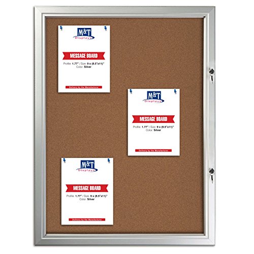 Tamper Proof Noticeboard Enclosed Bulletin Board with Cork Display with Locking Door (9 x 8.5x11)