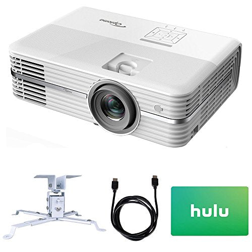 Optoma 4K UHD Home Theater Projector (UHD50) + Hulu $25 Gift Card + Extendable Projector Ceiling Mount + 6ft High Speed HDMI Cable (Black)