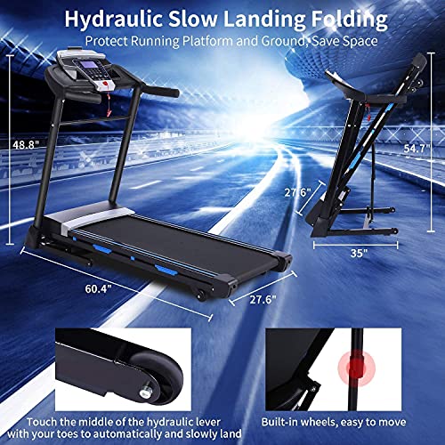ANCHEER Treadmill, Folding Treadmill for Home with Automatic Incline, Bluetooth Speaker and LCD Display,3.25Hp Electric Fitness Treadmill Machine for Running Walking,300 LBS Max Weight, Easy Assembly