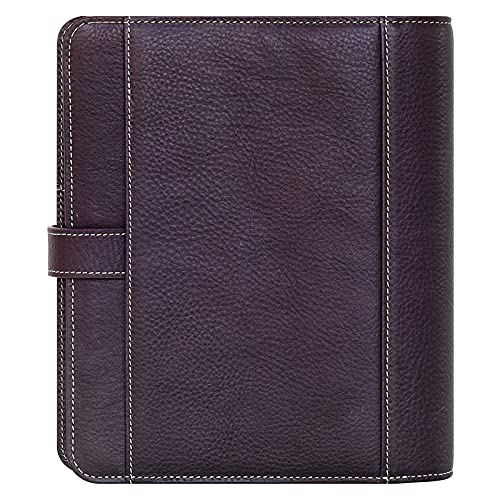 FranklinCovey - Classic Vintage Aurora Leather Strap Binder - Purple Plumeria