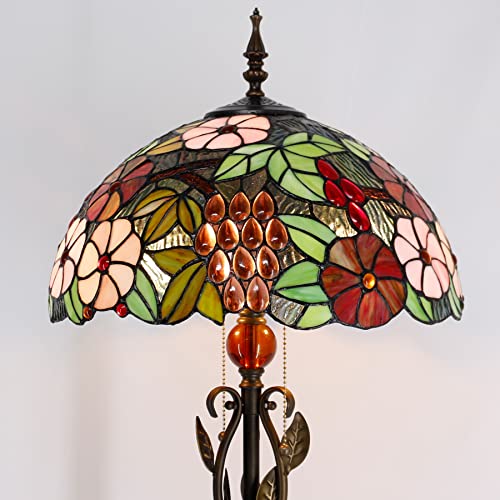 AVIVADIRECT Tiffany Floor Lamp Stained Glass Standing Reading Lamp 16x16x70 Inches