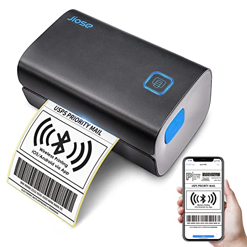 Jiose Bluetooth Thermal Label Printer - Shipping Label Printer - Support Chrome OS, Mac, Windows, Android, iOS for Shipping Packages Compatible with USPS, UPS, FedEx, Amazon, Shopify etc. (Black)