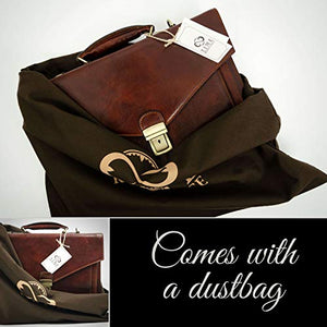Leather Briefcase for Men Handmade Italian Laptop Bag Classy Brown Attache Case - Time Resistance