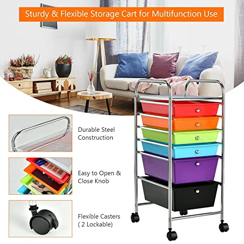 Rolling Storage Cart Organizer (Black/Yellow)