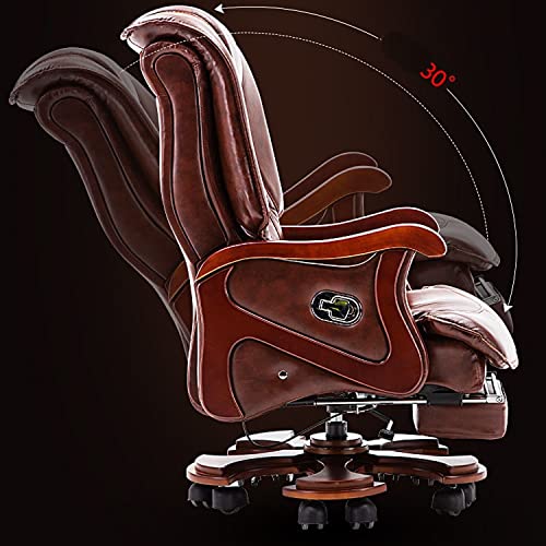 HUIQC Boss Chair Managerial Executive High Back Cowhide Office Chair - Brown