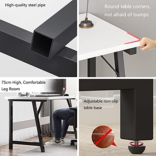 Computer Desk 47.24 inch Modern Sturdy Office Desk PC Laptop Notebook Study Writing Table for Home Office Workstation, White