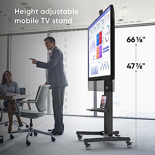 ONKRON Mobile TV Stand for 50"-90" Screens, Portable TV Cart up to 220 lbs - Max VESA 800x600 - TS1891-B Black