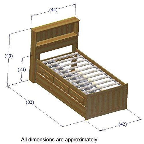 Discovery World Furniture Honey Twin Bookcase Captains Bed with 6 Drawers