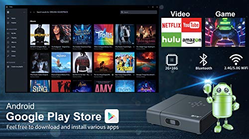 Smart Projector - Artlii Venus WiFi Bluetooth Mini Projector with Android, 240 ANSI Lumen DLP Projector with 350” Screen, Home Projector Support 1080P, 3D and ±45°4D Keystone