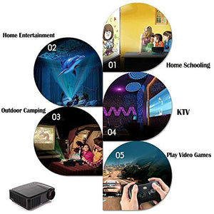 1080P Video Projector HDMI 4500 Lumen LED Home Projector FULL HD Home Theater Cinema Multimedia Movie Projector 1080P HDMI USB VGA LED Projector for PC Computer Laptop Xbox PS4 Video Games