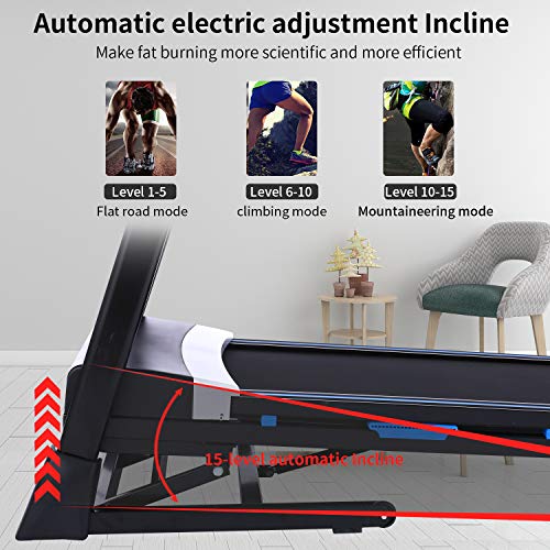 ANCHEER Treadmill AM0102, Folding Treadmill for Home with Automatic Incline, Bluetooth Speaker and LCD Display,3.25Hp Electric Fitness Treadmill Machine for Running Walking,300 LBS Max Weight