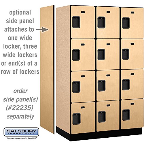 Salsbury Industries 6ft High 21in Deep Maple 4-Tier Designer Wood Locker with 3 Wide Storage Units