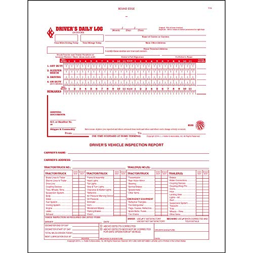 2-in-1 Driver Daily Log Book 25-pk. with Detailed Driver Vehicle Inspection Report - Book Format, 2-Ply Carbonless, No Recap, 8.5" x 11", 31 Sets of Forms Per Book - J. J. Keller & Associates