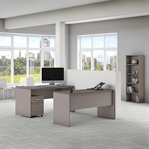 Bush Furniture Commerce 60W Office Desk with Credenza, Mobile File Cabinet and Bookcase