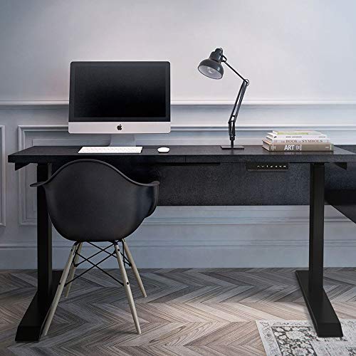 SMONTER Electric Standing Desk Frame Adjustable Height Sit to Stand Up Computer Desk for Home Office Base Workstations with Dual Motor and 4 Memory Preset Controller (Black Frame Only)