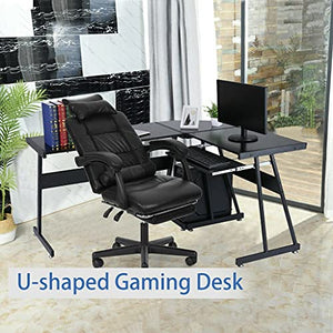 ADHW L-Shaped Corner Computer Home Desk PC Laptop Study Office Table Workstation
