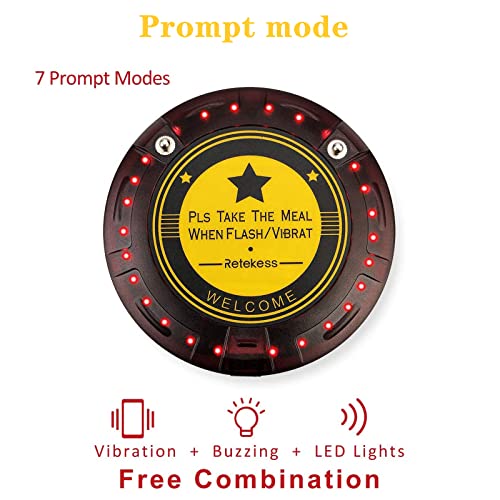 Retekess TD103 Restaurant Pager Coaster System 1000M Long Range Out of Range Alarm 10 Pagers for Warehouse Hotel Community