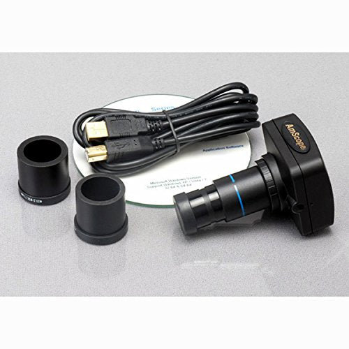 AmScope GM400TZ-3M Digital Trinocular Gemology Stereo Zoom Microscope, WH10x Eyepieces, 3.5X-90X Magnification, 0.7X-4.5X Zoom Objective, Halogen and Fluorescent Lighting, Inclined Pillar Stand, 110V-120V, Includes 0.5X and 2.0X Barlow Lenses, 3MP Camera