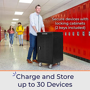 Stand Steady 3-Pack Line Leader 30 Unit Mobile Charging Cart with Locking Cabinets | UL Safety-Certified Charging Station for Tablets, Laptops, Chromebooks | ANSI/BIFMA Standard Cart & Storage