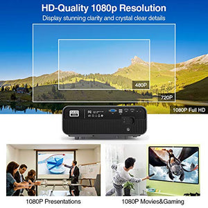2020 Full HD 1080P Projectors LCD 1920x1080 Support 4K,Dual HDMI USB VGA AV Audio,LED 5500 Lumens Native 1080P Proyector for Home Cinema Theater Gaming Outdoor Movie DVD TV Laptop PC Presentation