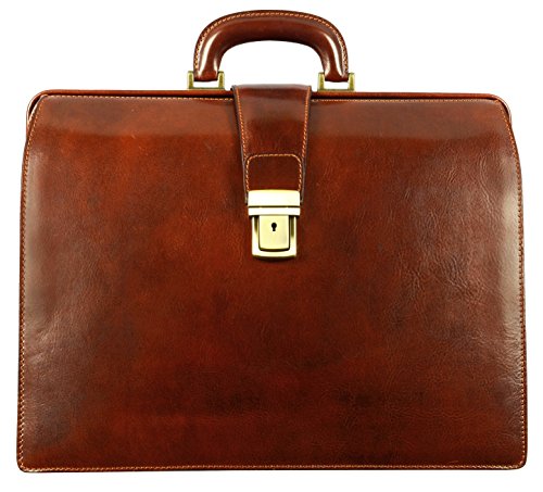 Leather Briefcase Doctor Attache Lawyer Bag Large Handmade Brown Time Resistance