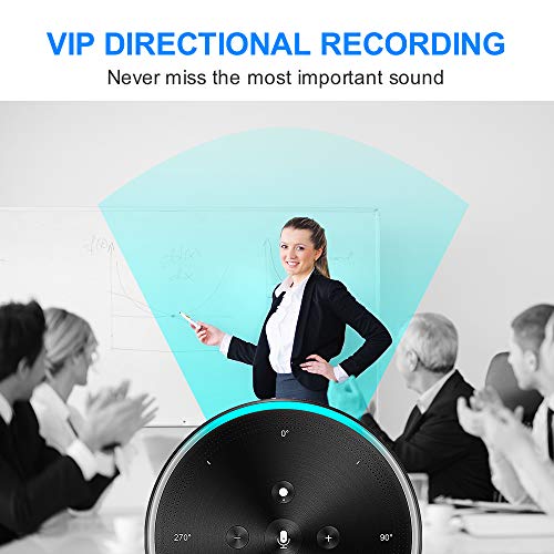 AI Voice-to-Text Speakerphone- eMeet Note N1 Smart WiFi/Bluetooth Speakerphone Conference Speaker Role-Based & Directional Recording 4 omnidirectional Microphones 360° Voice Pickup, skype Speakerphone