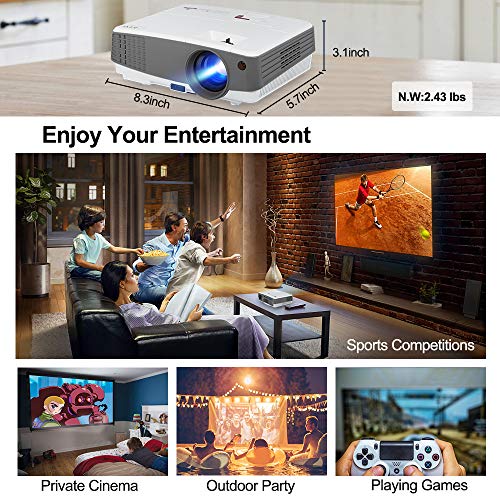 Android Movies Projector Bluetooth Portable Wireless WIFI Projector Support Full HD 1080p Mini Home Theater Pocket Family Cinema Mini Digital Projector HDMI USB for Outside Party DVD Player Video