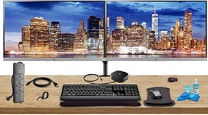 HP Home Office Bundle with 2 x E273 27" Monitors (HDMI, DisplayPort) - HP USB-C Dock - Dual Monitor Stand - Wireless Keyboard and Mouse, Gel Wrist Pad - 32GB USB Drive - Surge Protector and More