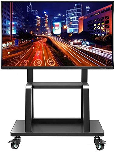 TV Rack Furniture Commercial TV Mobile Cart for 55"-95" Flat Panel Screens, Black Heavy Duty 2 Shelf and Locking Wheels,Load 155kg TV Rack Full Motion