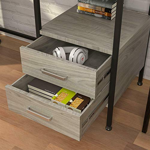 Computer Desk Study Table w/Shelf & Drawers Stable Office Workstation Oak Grey (Color : Default)
