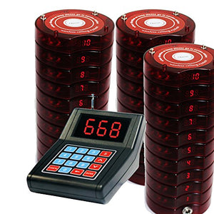 Shihui Wireless Calling System 30 Coaster Pagers + 1 Keypad Queue Pager - Restaurant Guest Paging System