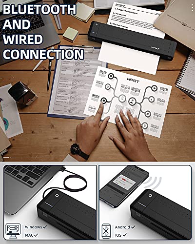 HPRT MT800 Portable A4 Thermal Printer - Support 216mm Width a4 Paper, Available for Outdoors Printing, Home Office, Travel, Students and Cars