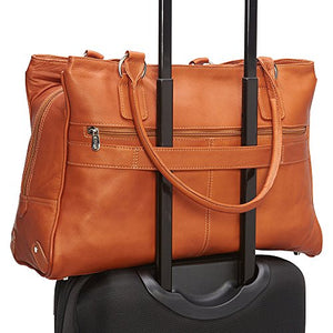 Piel Leather Laptop Travel Tote, Chocolate
