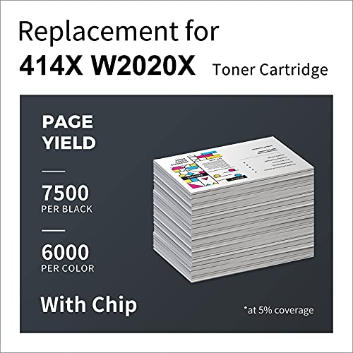 LEMEROUTRUST (with Chip) Remanufactured Toner Cartridge Replacement for HP 414X 414A W2020X W2021X W2022X W2023X use with HP Color Laserjet Pro M454dw M454dn MFP M479fdw (Black Cyan Magenta Yellow)