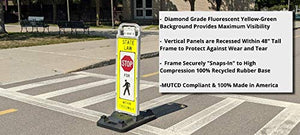 Stop for Pedestrian Crossing Sign for School Zone/Crosswalks - U-Frame & 32lb U-Base (Sign and Base Ship Separately)