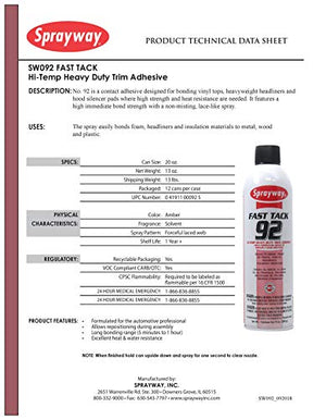 Sprayway SW092-12PK Spray Adhesive, Hi-Temp, Heavy Duty, 20 oz, Pack of 12