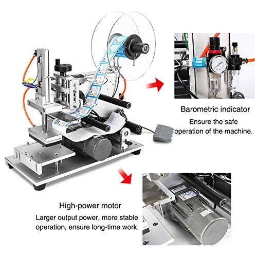 Hanchen Semi-Automatic Plane Labeling Machine, Adjustable Labeler for Flat Square Bottles (110v)